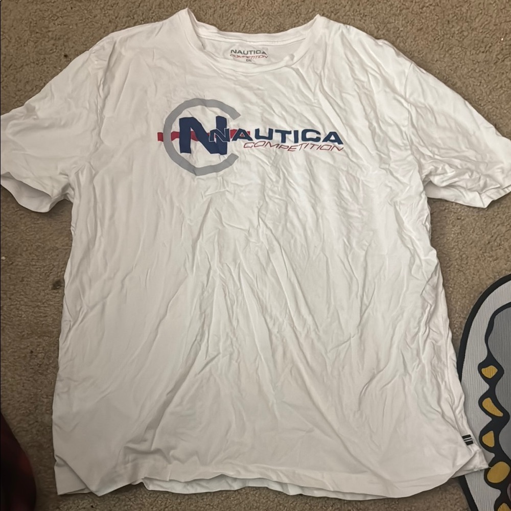 Nautica Competition White Tee with Blue and Red Logo